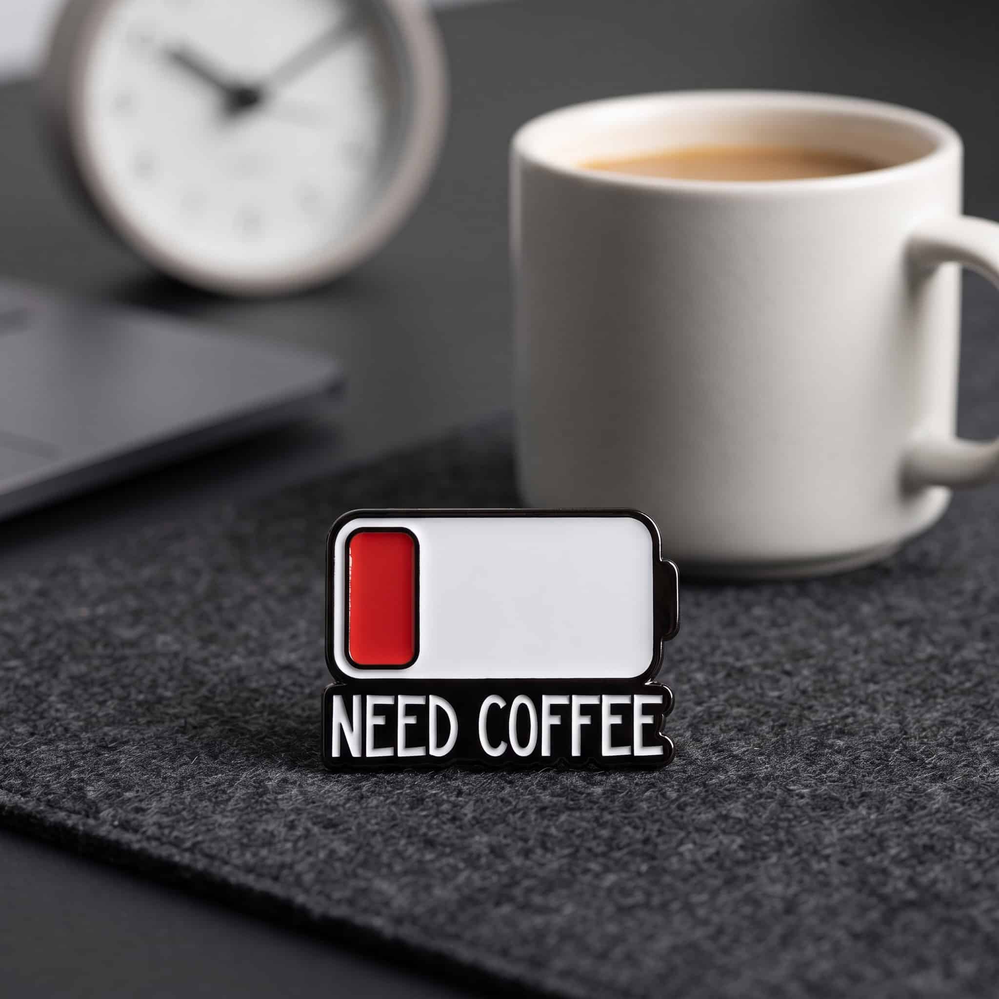 O2-Brosa-pin-148 Pinișor - Battery Low, Need Coffee - imagine 1