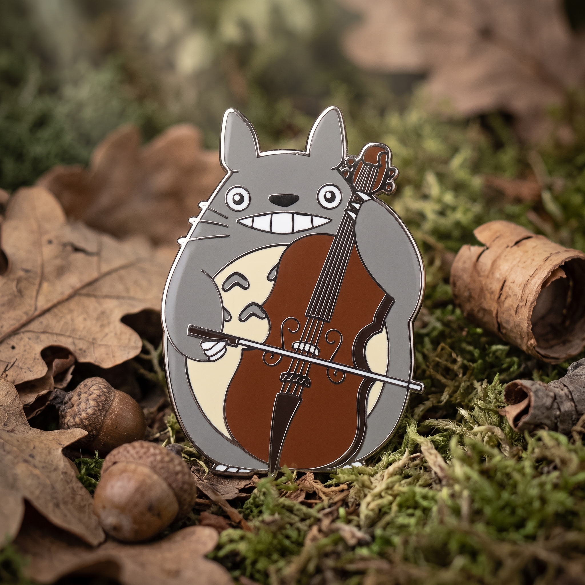 O2-Brosa-pin-211 Pinișor - Totoro Violoncelist - imagine 1