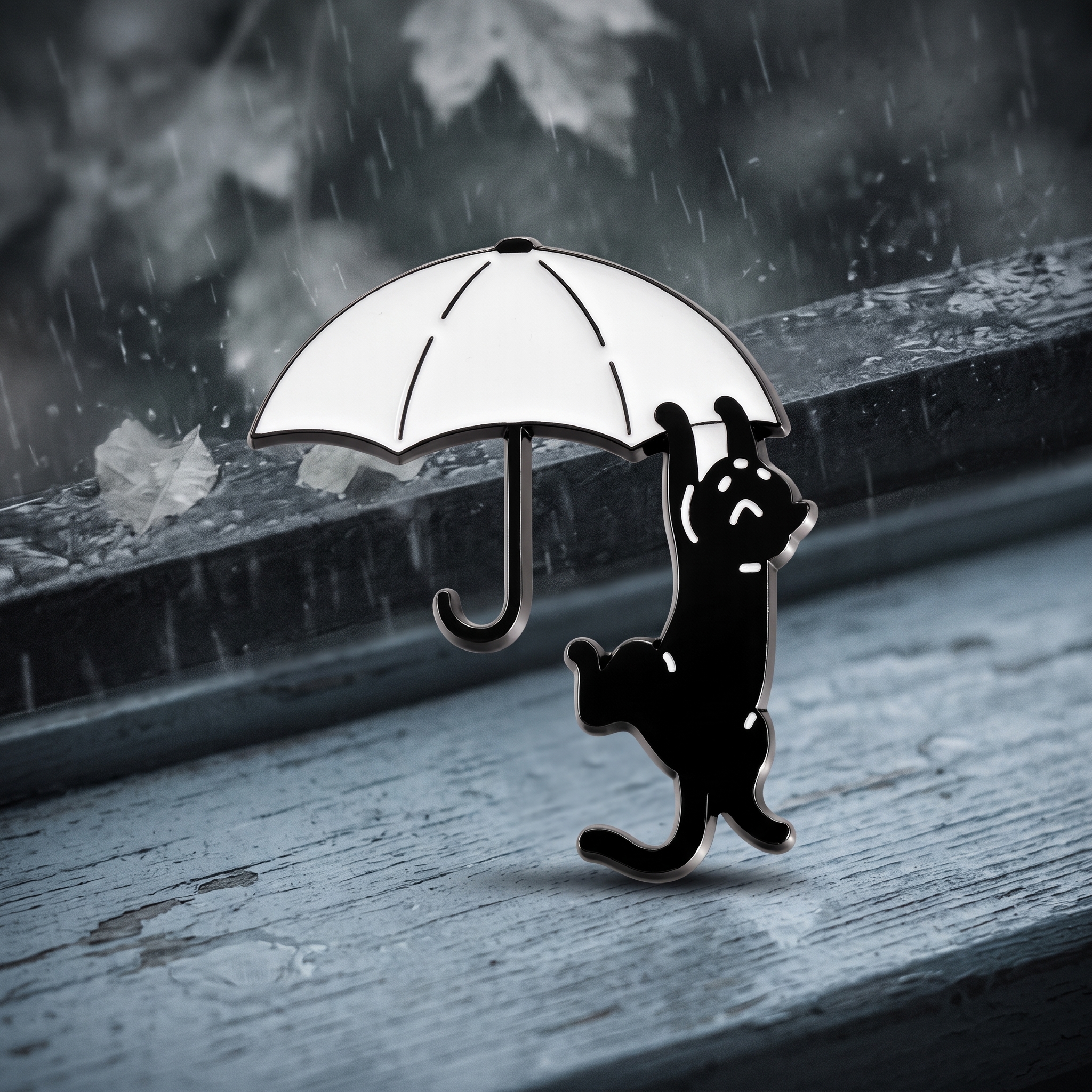 O2-Brosa-pin-282 Pinișor - Hanging Cat on Umbrella - imagine 1