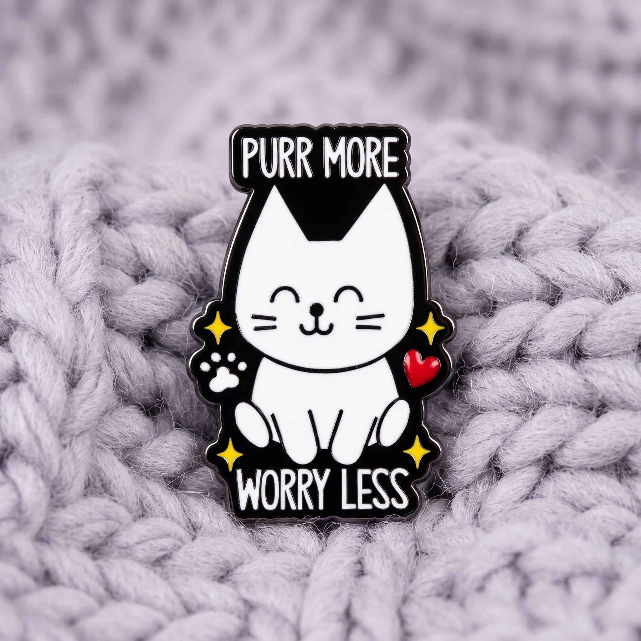 O2-Brosa-pin-305 Pinișor - Purr More, Worry Less - imagine 1