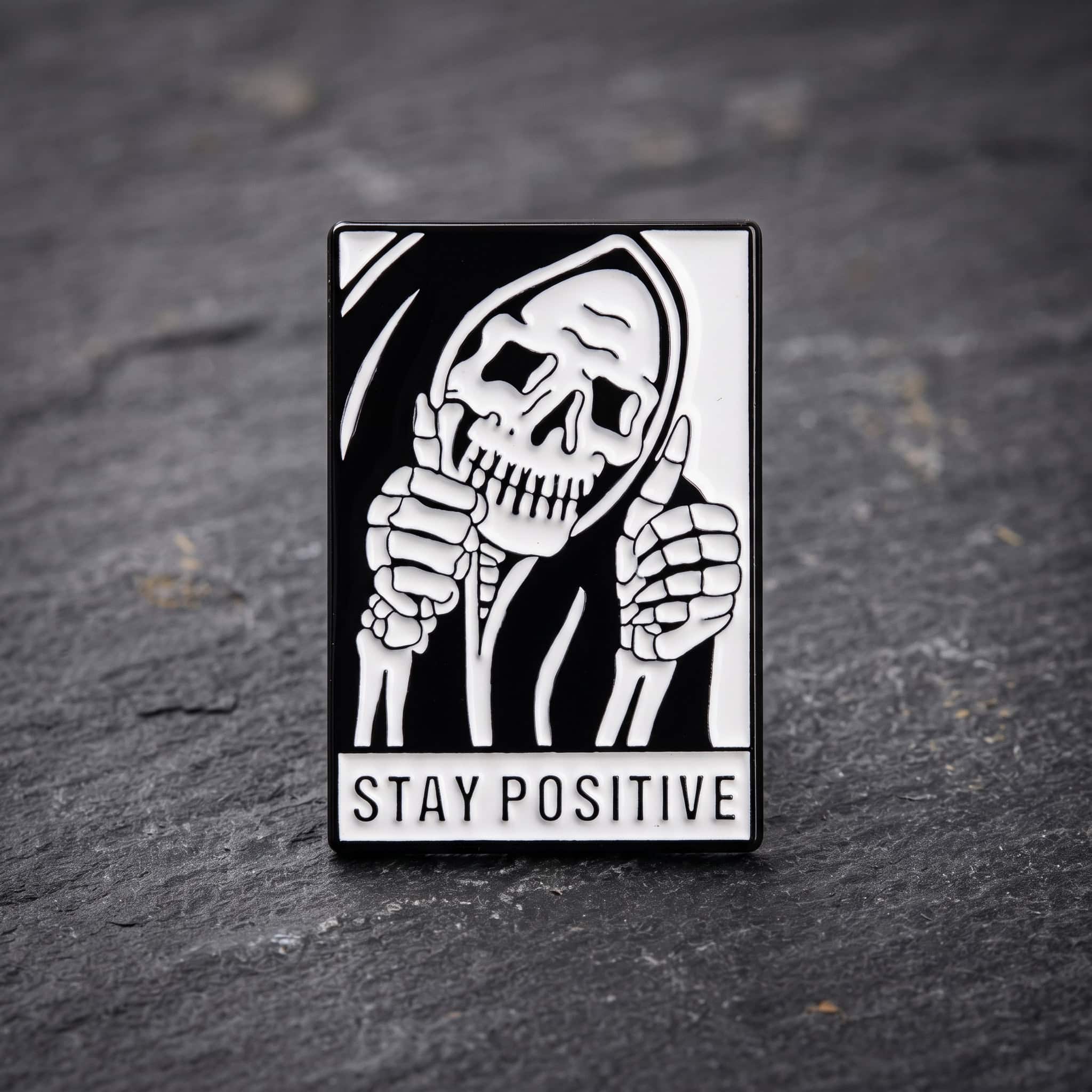 O2-Brosa-pin-312 Pinișor - Stay Positive Grim Reaper - imagine 1