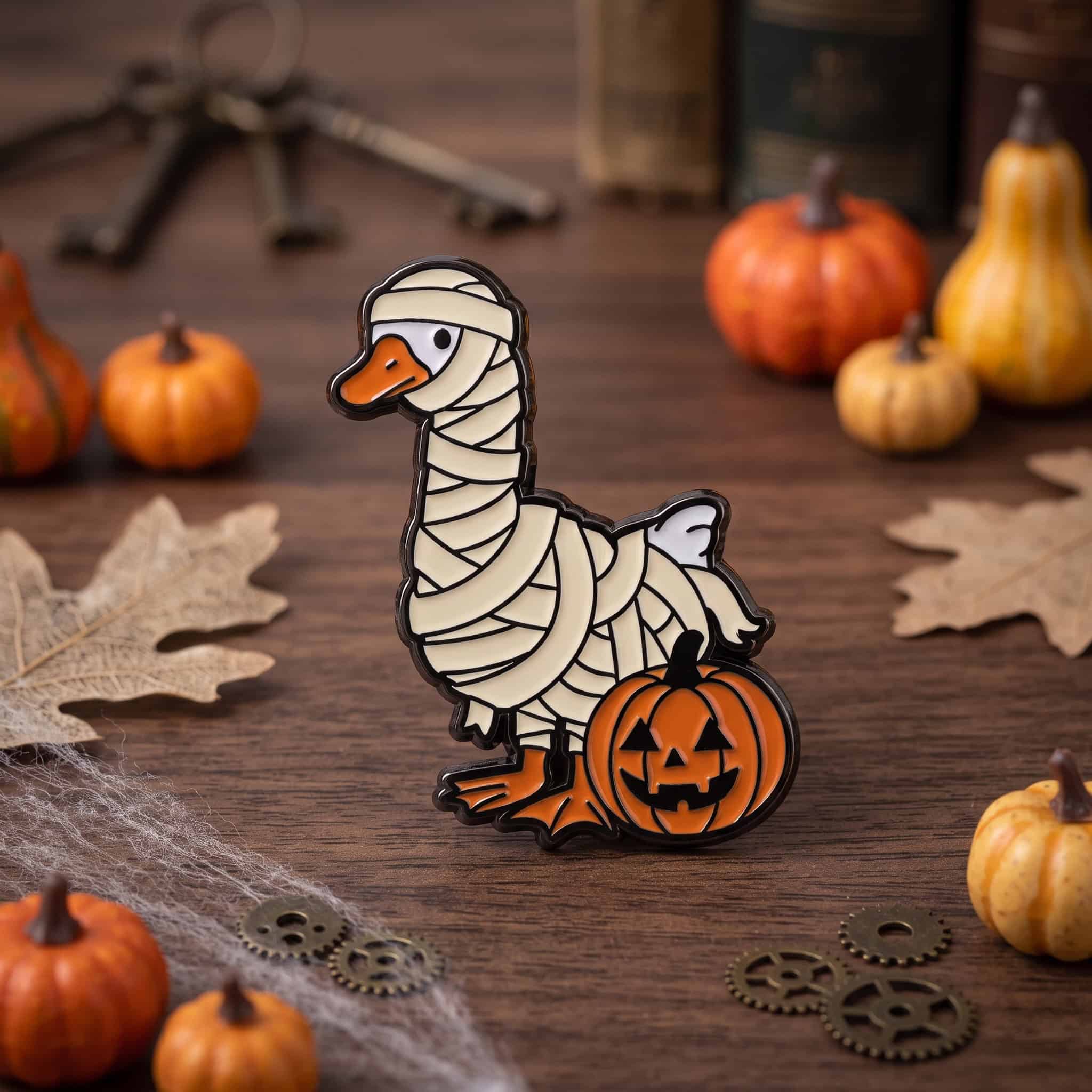O2-Brosa-pin-345 Pinișor - Mummy Goose with Pumpkin - imagine 1