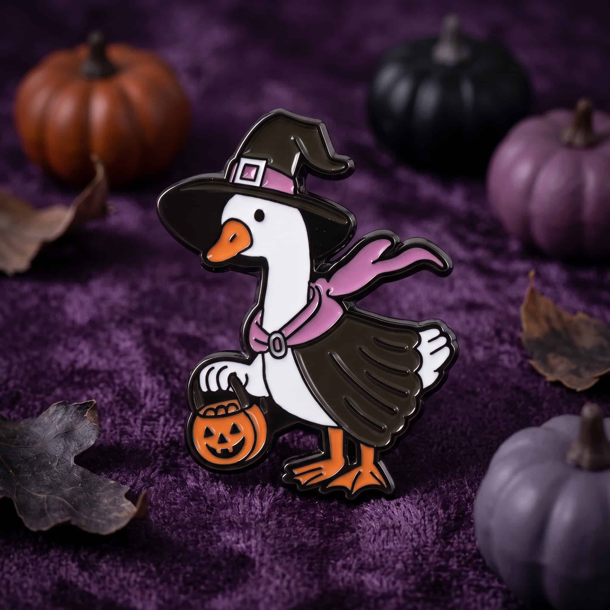 O2-Brosa-pin-346 Pinișor - Witch Goose with Candy Bucket - imagine 1
