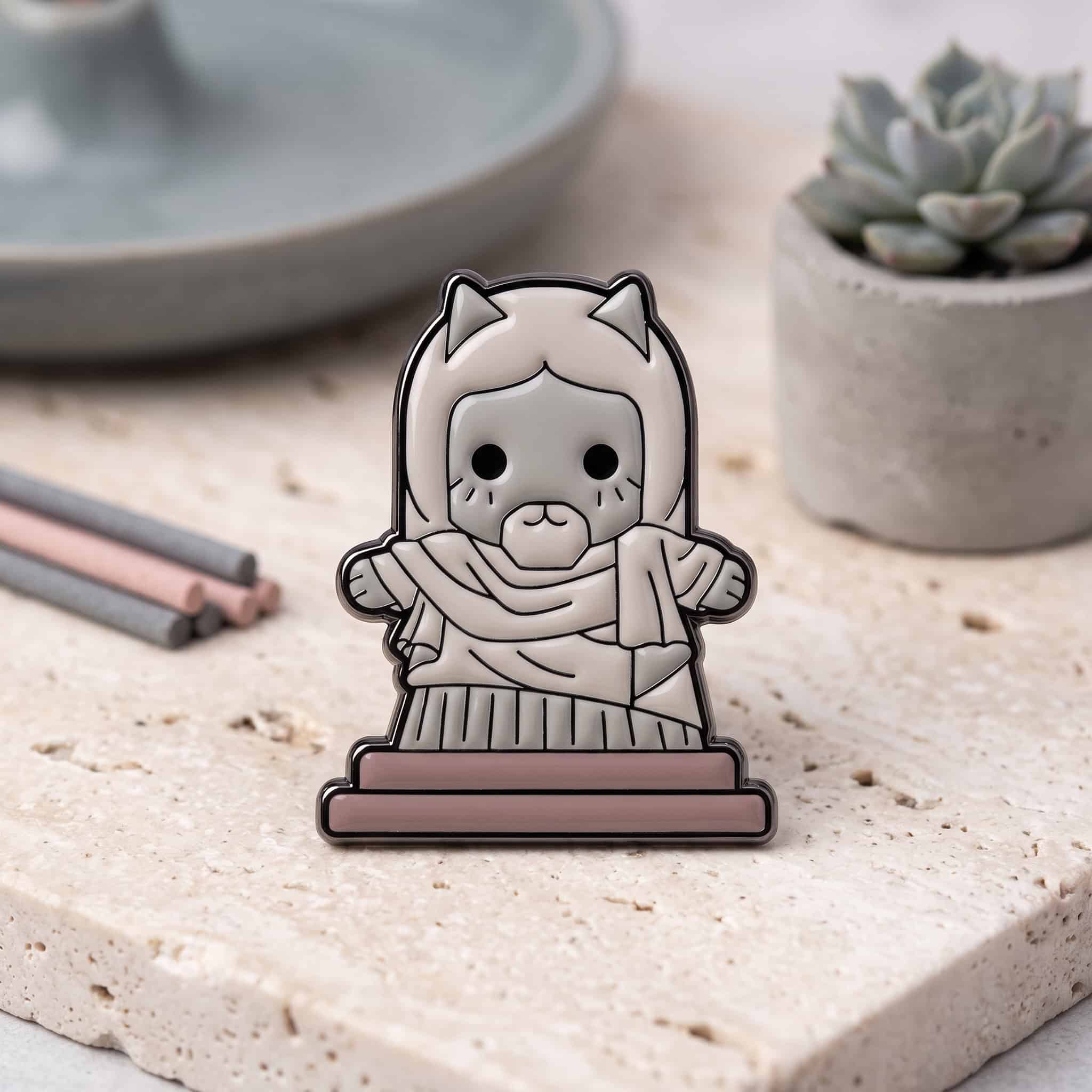 O3-Brosa-pin-089 Pinișor - Rio Cat Statue - imagine 1