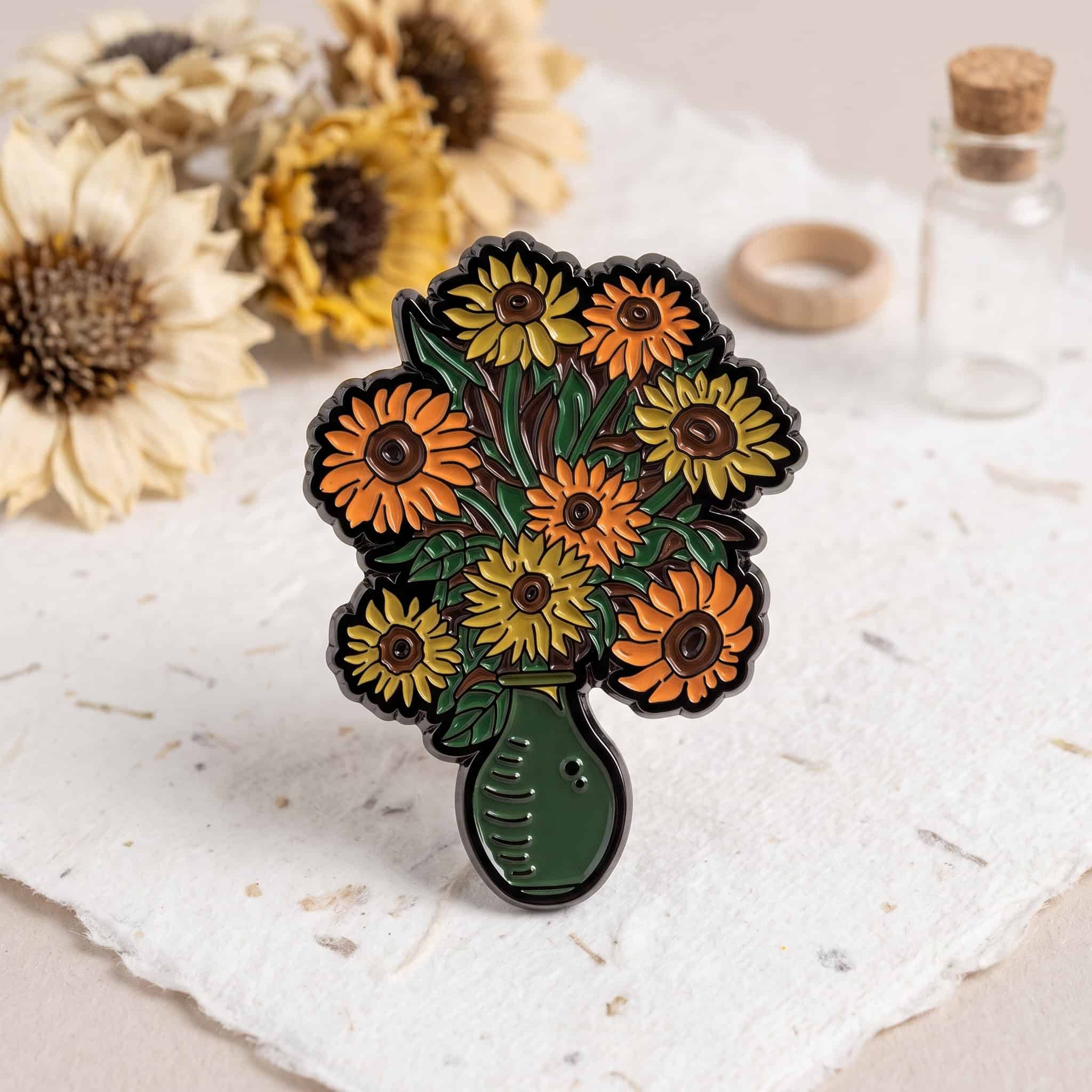O3-Brosa-pin-240 Pinișor - Van Gogh Sunflowers - imagine 1